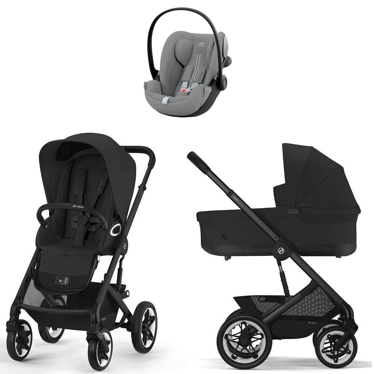 Коляска Cybex Talos S Lux BLK Cloud G3 Stone Grey Plus 3 в 1 Moon Black с дождевиками