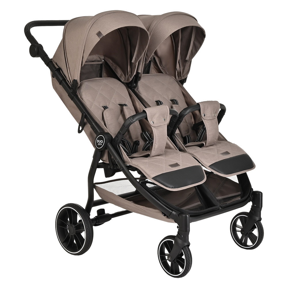 Детская прогулочная коляска для двойни Pituso Duocity PU 2023 Cappuccino/Капучино