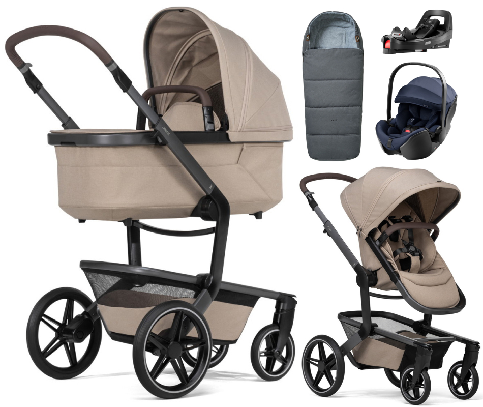 Детская коляска 4 в 1 Joolz Day 5 и автокресло Britax Roemer Baby-Safe Pro Style Night Blue и база Vario Base 5Z + конверт в подарок Sandy taupe