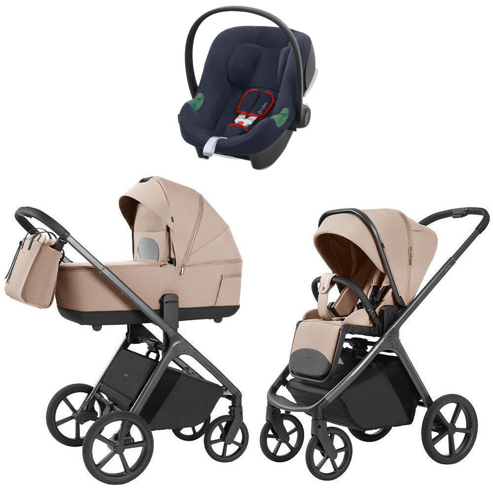 Коляска Carrello Vector 2025 CRL-6551 и автокресло Cybex Aton B2 Bay Blue 3 в 1 Mellow Beige