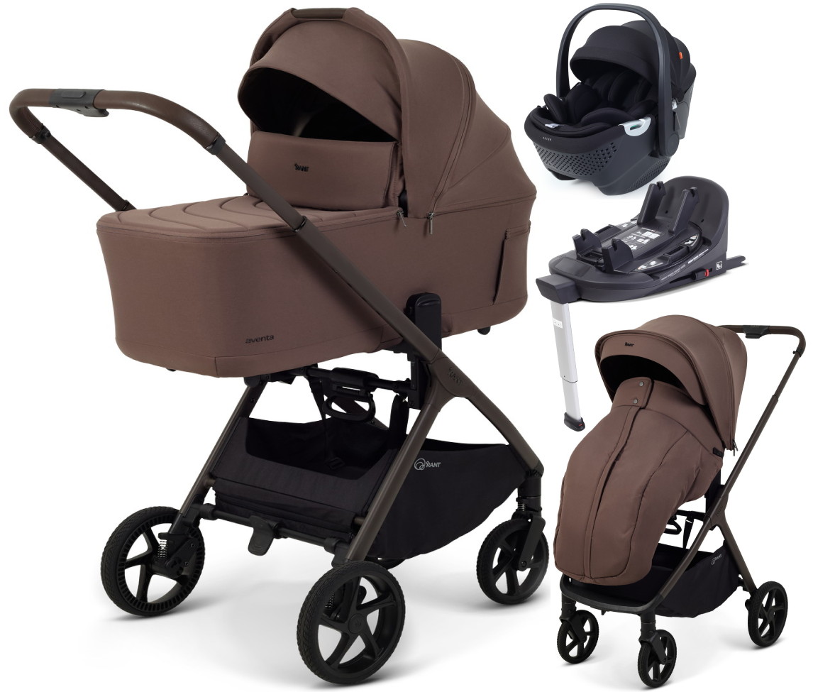 Детская коляска Rant Aventa 4 в 1 с автокреслом Aster Zero Black и базой Beige