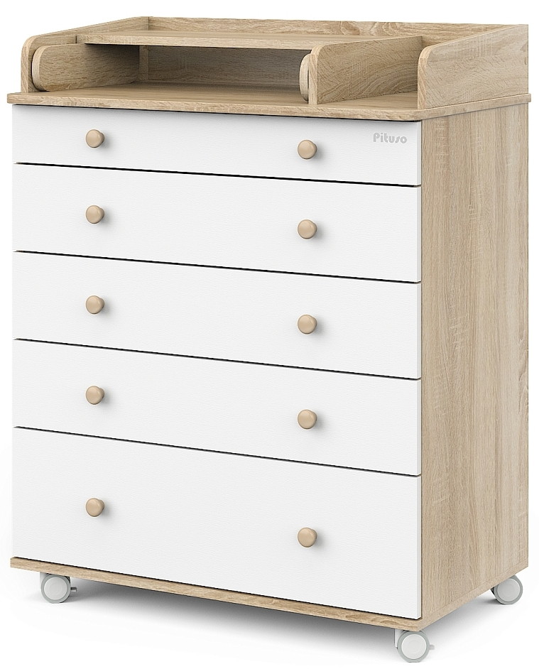 Детский пеленальный комод Pituso Tori колесо Дуб сонома-белый
