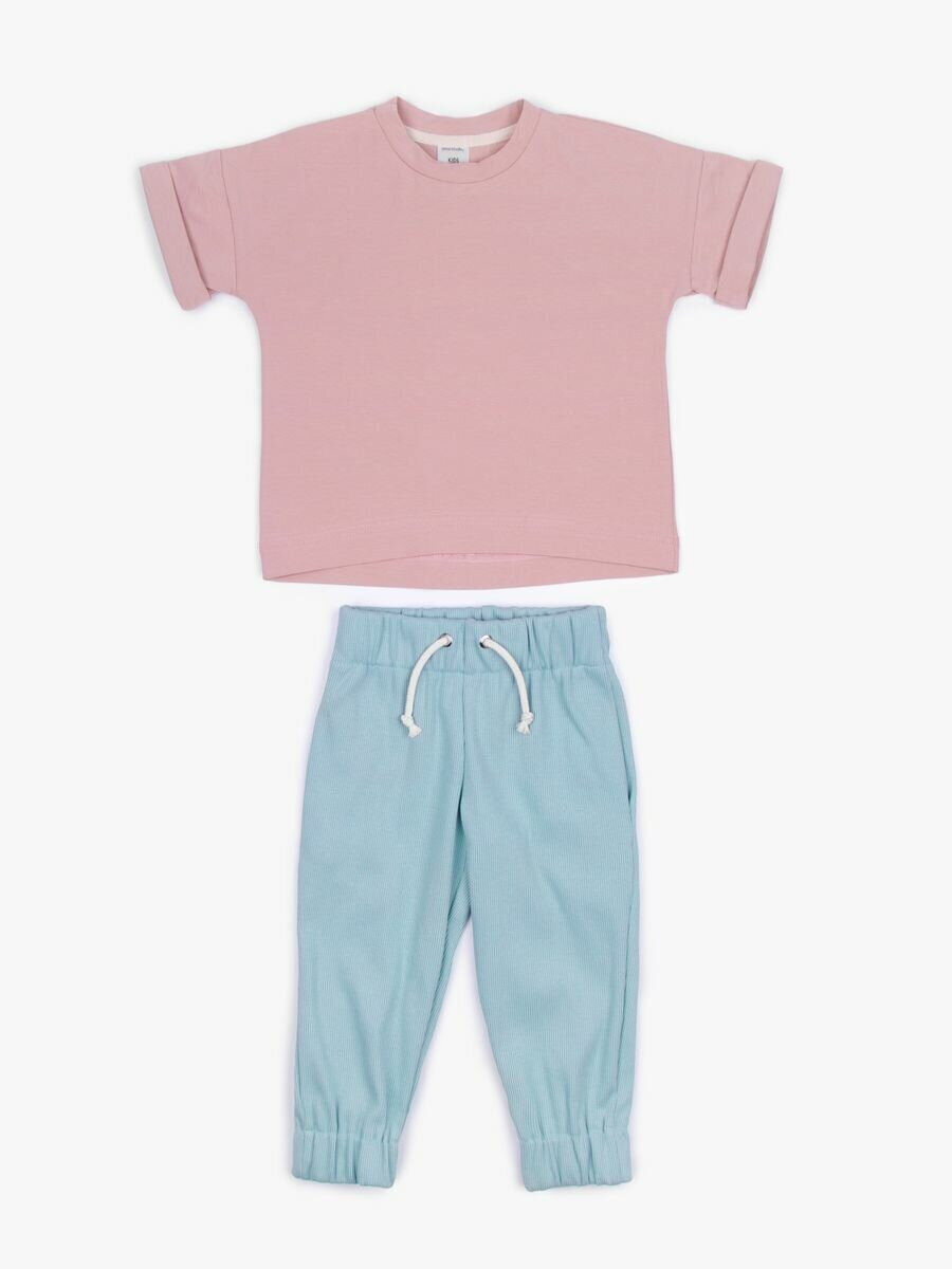 Костюм детский Amarobaby Jump футболка,брюки розовый/мятный 92