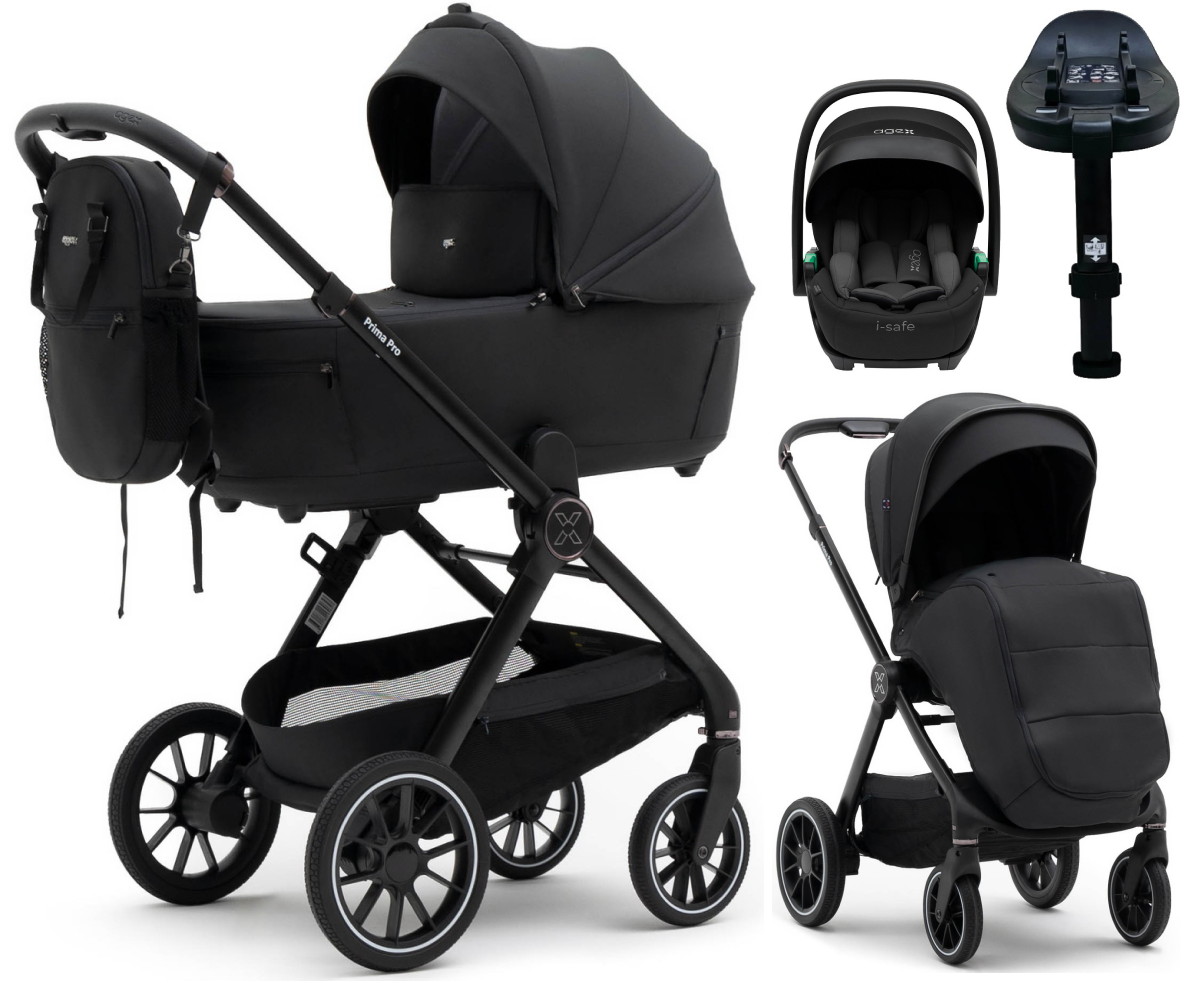 Коляска Agex Prima Pro 4 в 1 с автокреслом i-Safe S Black и базой Midnight Grey (Темно-серый)