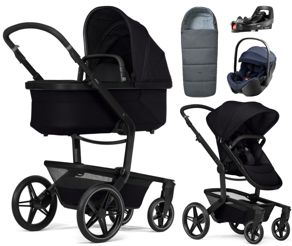 Детская коляска 4 в 1 Joolz Day 5 и автокресло Britax Roemer Baby-Safe Pro Style Night Blue и база Vario Base 5Z без адаптеров + конверт в подарок Space black