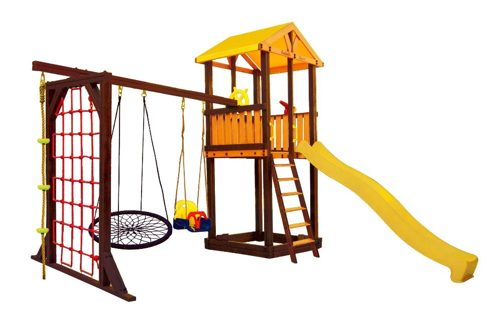 Детский игровой комплекс Perfetto sport Pitigliano-9 + качели Паутина