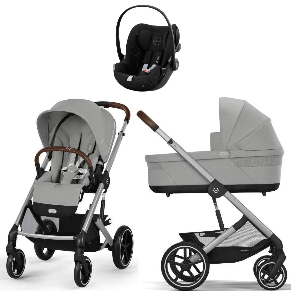 Коляска Cybex Balios S Lux SLV complete Cloud G Moon Black 3 в 1 Stone Grey с дождевиками