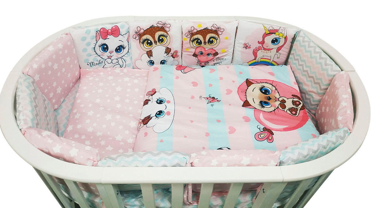 Комплект в детскую кроватку Indigo Малыши 6 предметов совушки