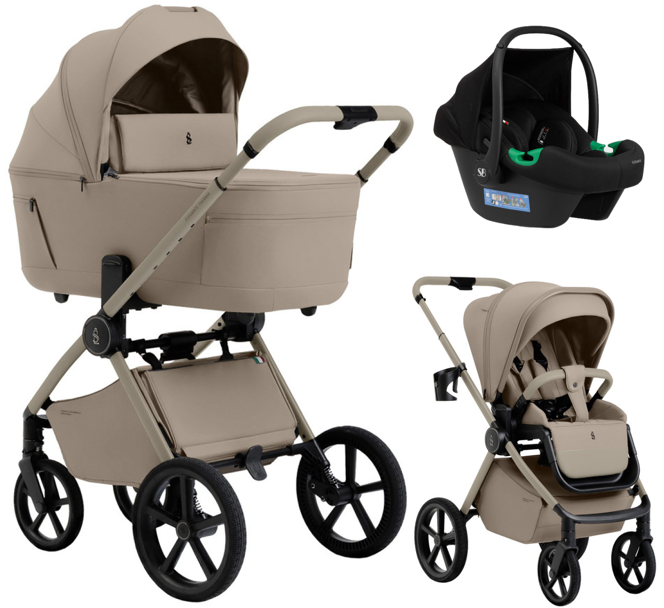 Коляска 3 в 1 Sweet Baby SBL Elegante Therma Colore + автокресло Elegante Plus Champagne Beige
