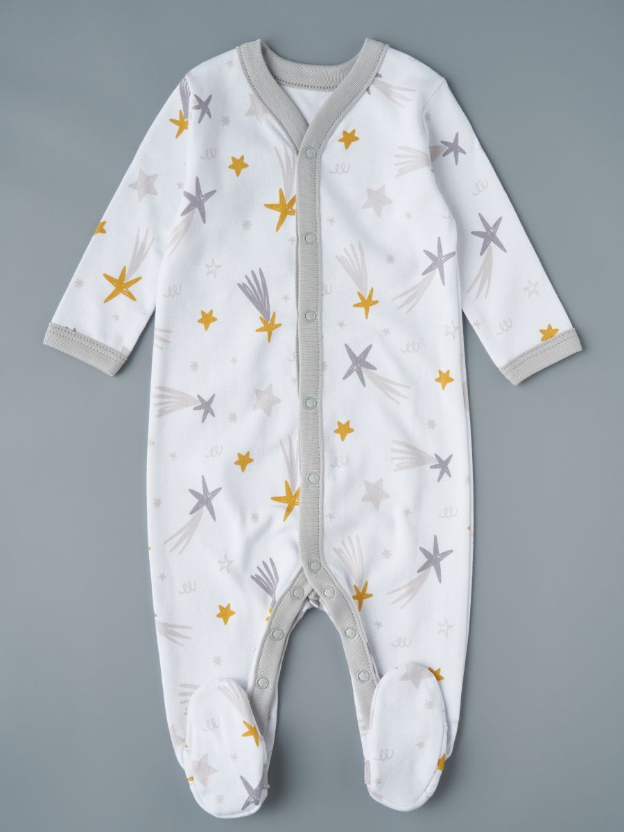 Комбинезон на кнопках Little Star 30032 звездный салют, белый 74