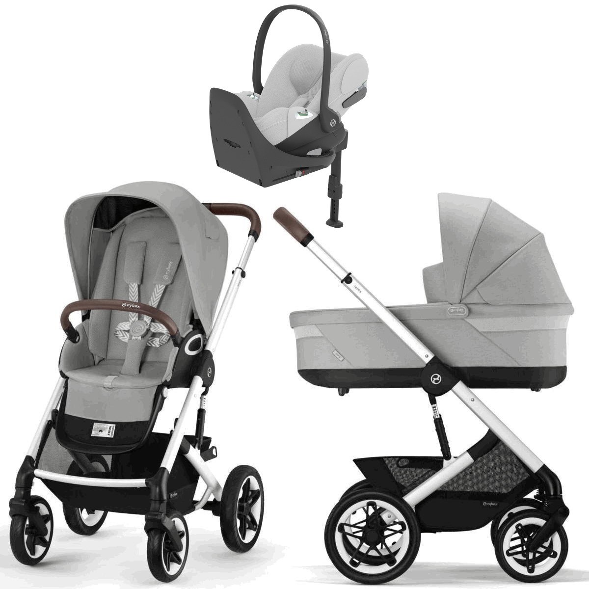 Коляска Cybex Talos S Lux SLV complete Cloud T Platinum White Plus Base T 4 в 1 Stone Grey с дождевиками