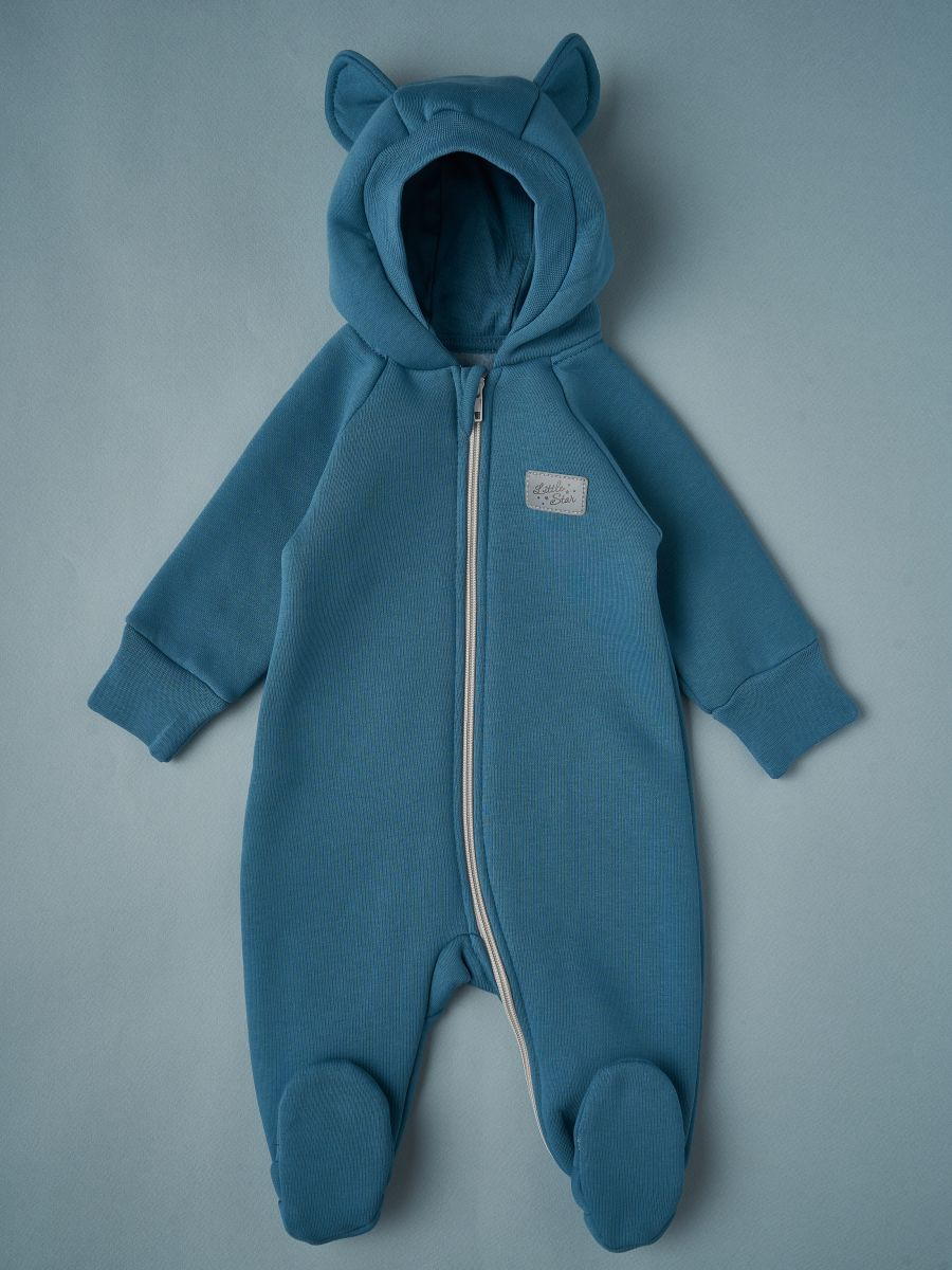 Комбинезон Little Star Мишка с капюшоном футер с начесом 30321 (ЧЗ-мз) индиго 56