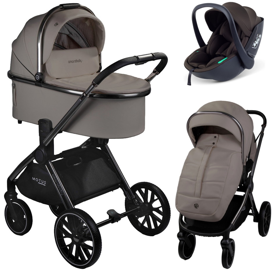 Детская коляска AmaroBaby Motus Premium Ecco 3 в 1 с автокреслом Rant Miro Brown мокко