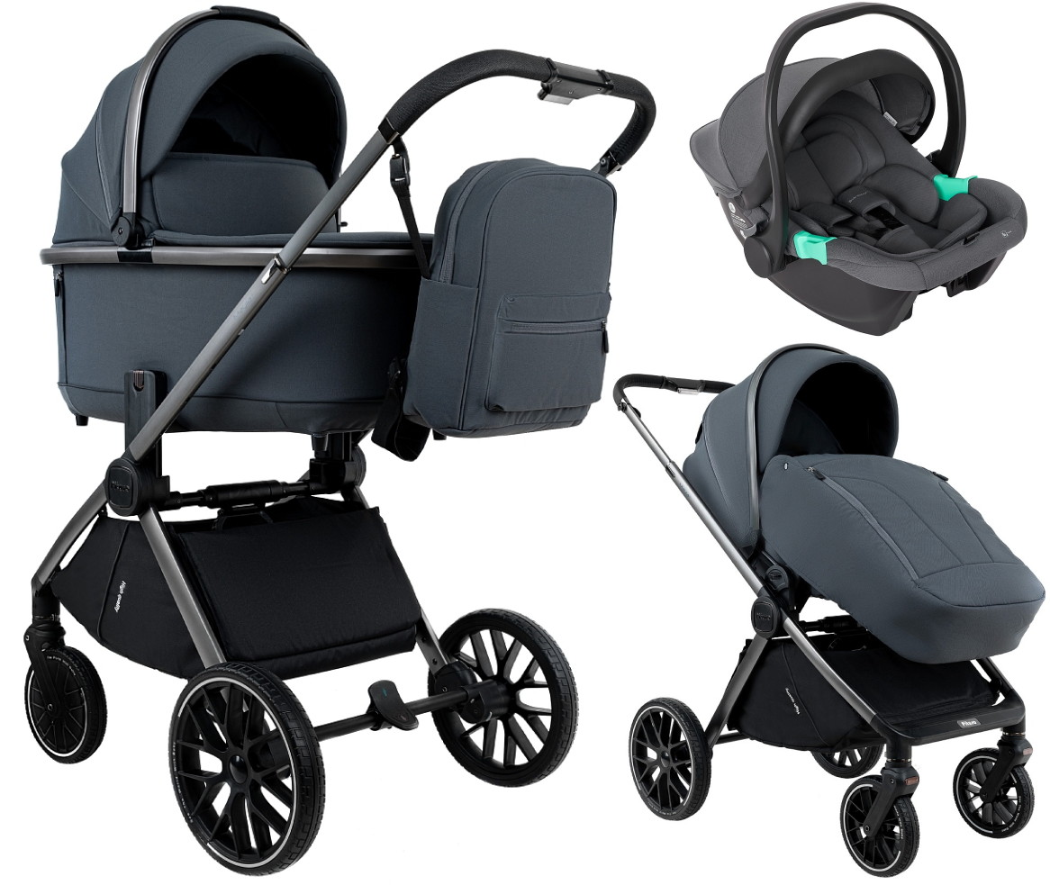 Детская коляска Pituso Mayla Plus 3 в 1 с автокреслом Santiso Pro Graphite Graphite
