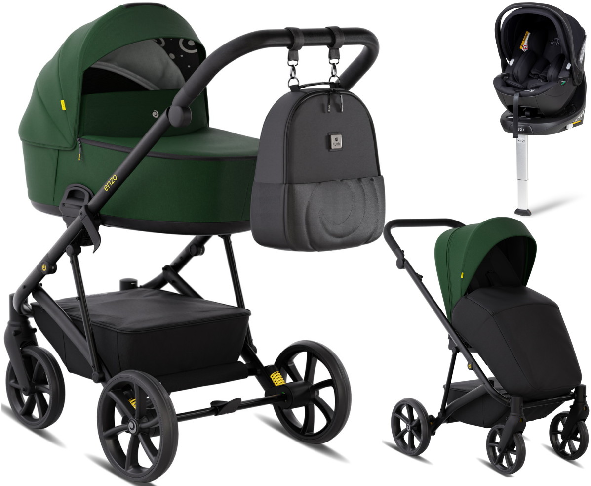 Детская коляска Tutis Enzo 4 в 1 с автокреслом Beno Black и базой 1702547 Мох/ Moss