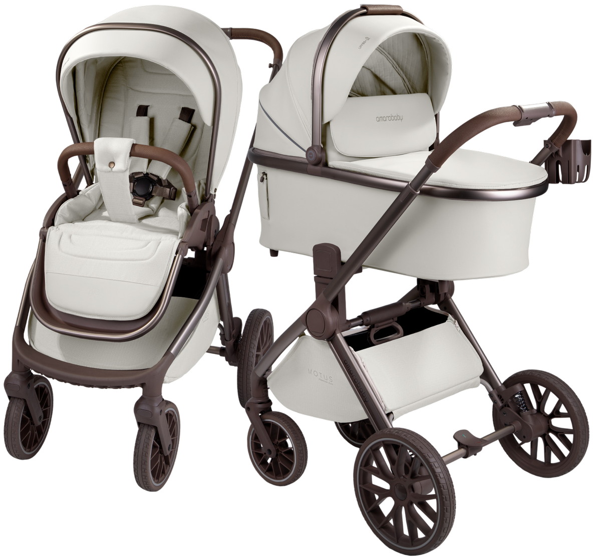 Детская коляска AmaroBaby Motus Premium Ecco Exclusive 2 в 1 молочный