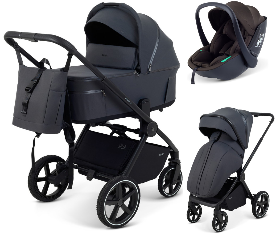 Детская коляска Rant Falcon X 3 в 1 RA126 с автокреслом Miro Brown Graphite