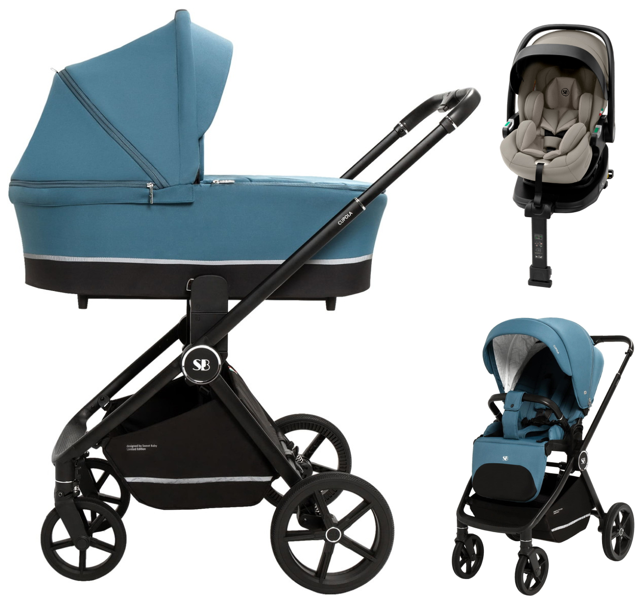 Коляска 4 в 1 Sweet Baby Cupola New + автокресло Premier Plus Begie Ocean Green