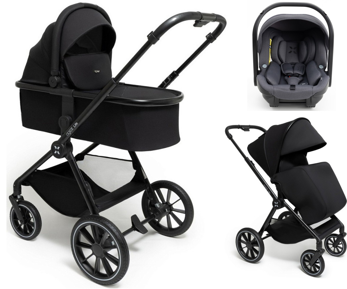 Коляска Agex Life 3 в 1 с автокреслом i-Team Grey ALB504 Black (Черный)