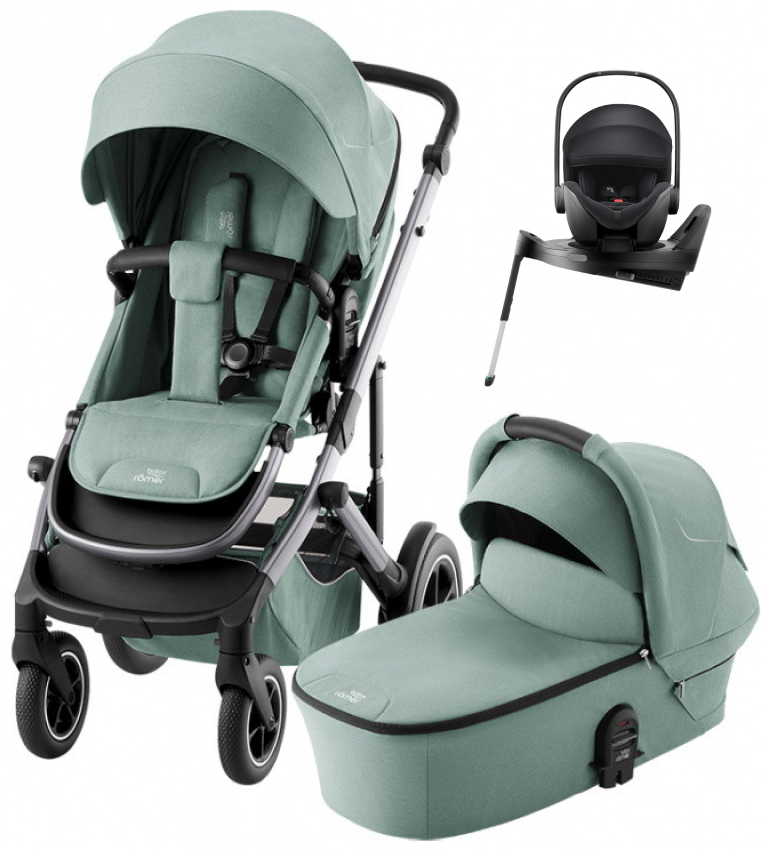 Коляска 4 в 1 Britax Roemer Smile 5Z и автокресло Baby-Safe Pro Classic Deep Black + Vario Base 5Z Jade Green
