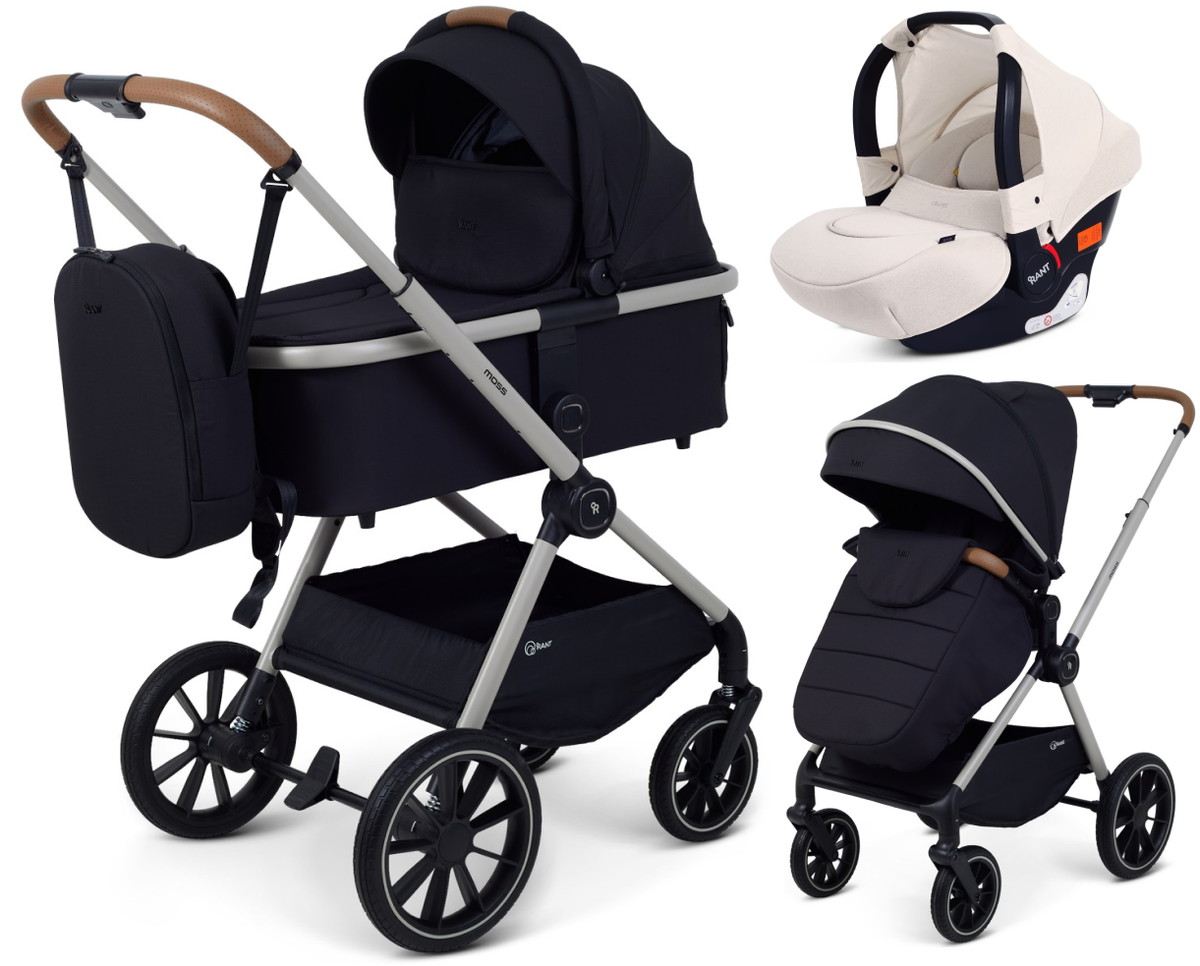 Детская коляска Rant Moss Prime 3 в 1 с автокреслом Cruise Beige Black