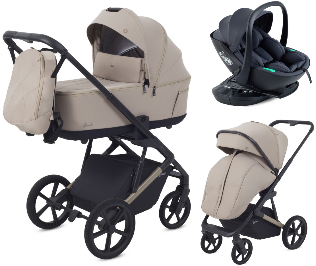Детская коляска Rant Garda 4 в 1 с автокреслом Miro Dark Grey и базой Cacao