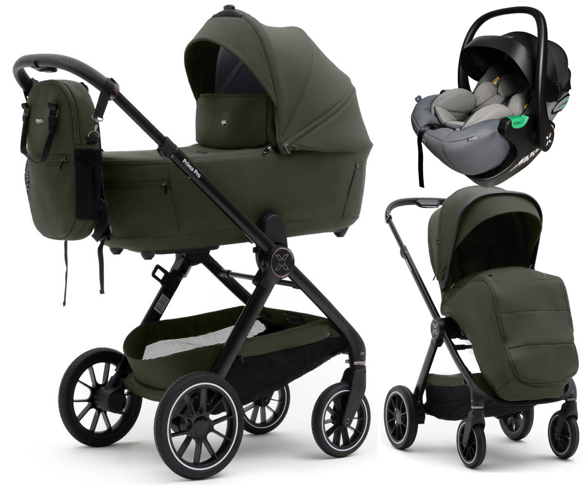 Коляска Agex Prima Pro 3 в 1 с автокреслом i-Safe S Grey APF664 Green (Зеленый)
