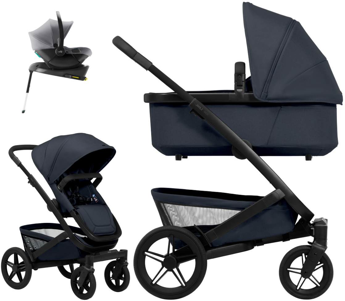 Детская коляска 4 в 1 Joolz Geo5 и автокресло Baby-Safe Core Frost Grey и база Baby-Safe Core Dark Navy Blue