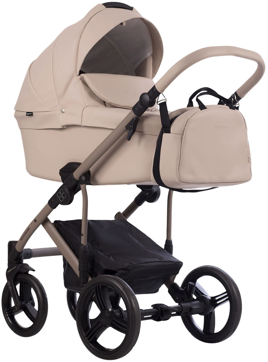 Детская коляска Bebetto Magnum Light Pro 2 в 1 01 св.бежевая кожа/бежевая рама