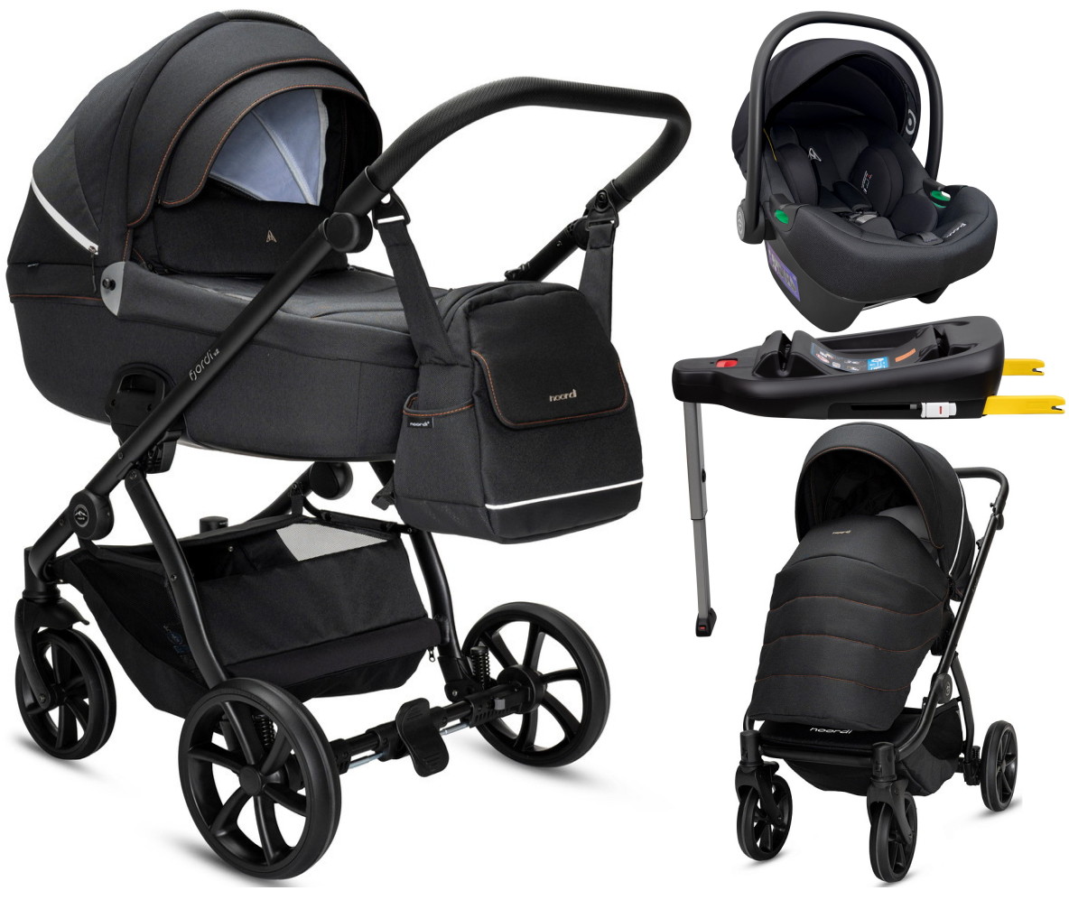 Детская коляска Noordi Fjordi V2 4 в 1 с автокреслом Terra Edusky Black и базой 1462815 Voyager Black