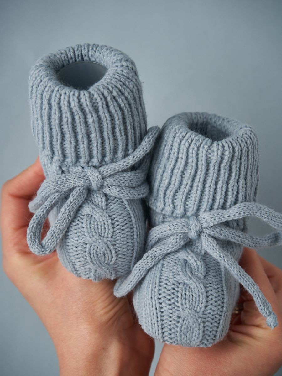 Носочки Little Star вязаные с завязками 0169 (нк) сине-серый, 12 см 3