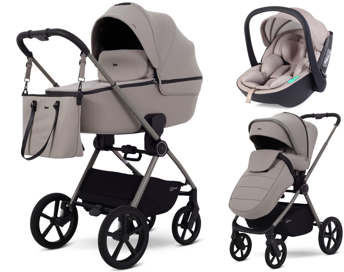 Детская коляска Rant Teo Soft 3 в 1 с автокреслом Miro Beige Cloud
