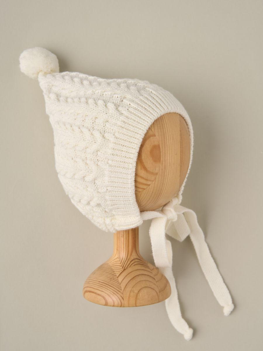 Шапочка вязаная Little Star Коса Гномик 80124 (Чз-нк) крем 36