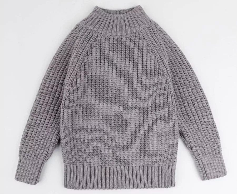 Свитер вязаный детский Amarobaby Warm с высокой горловиной серый 80