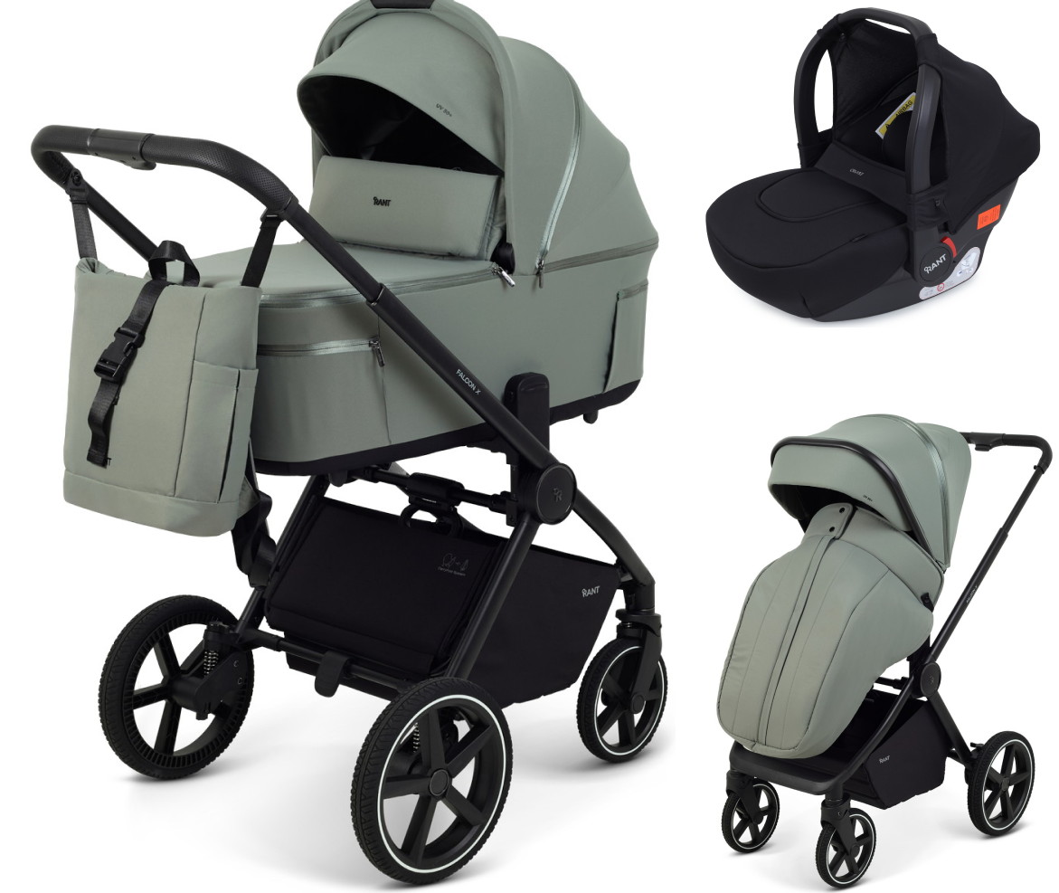 Детская коляска Rant Falcon X 3 в 1 RA126 с автокреслом Cruise Black Olive