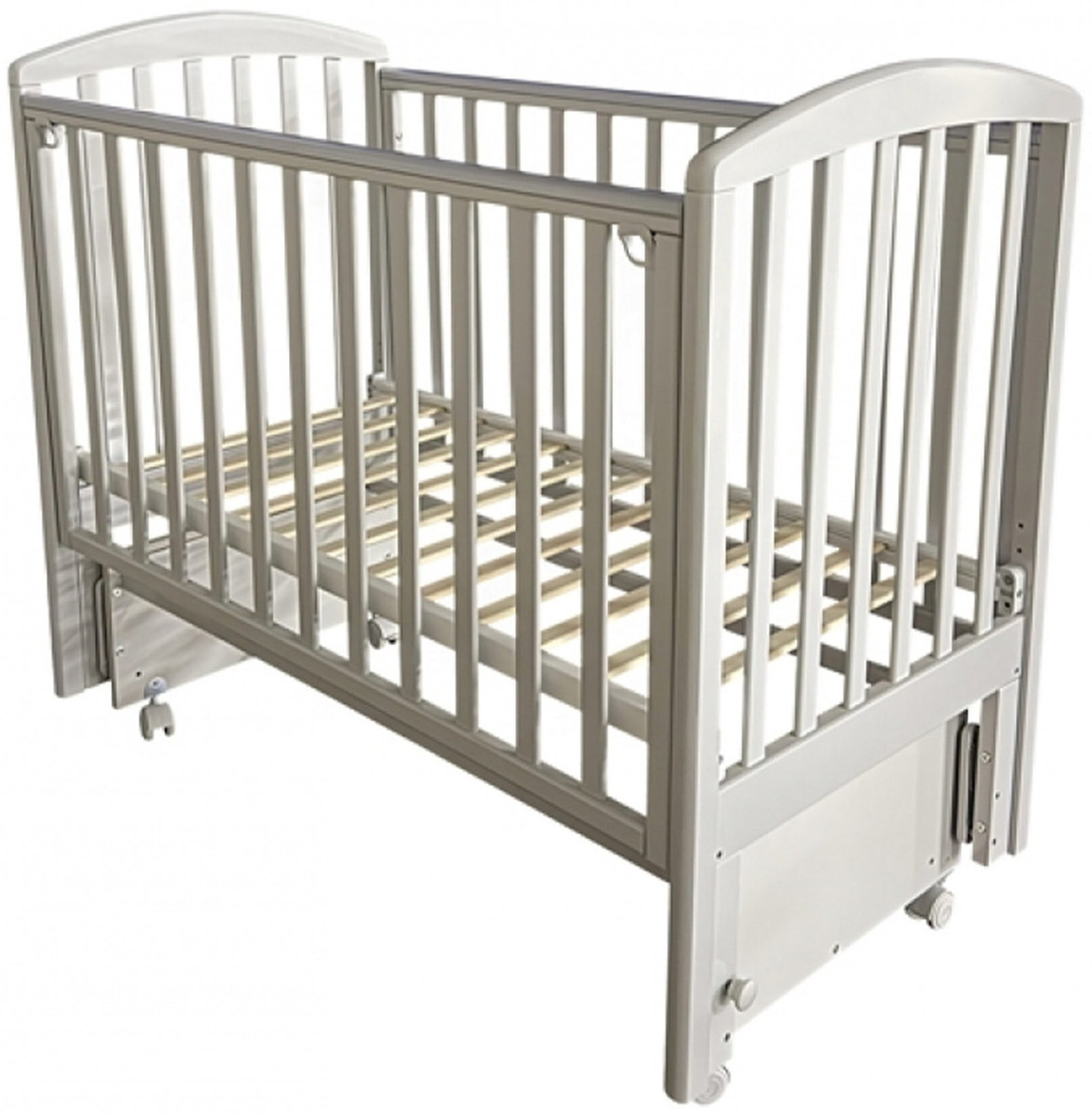 Детская кроватка ByTwinz Daniella 2 New (маятник универсальный, колесо) белый