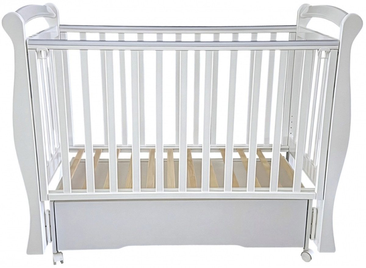 Детская кроватка Антел Julia-1 New (маятник универсальный, колесо,ящик) белый