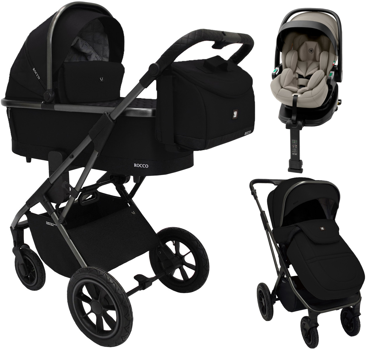 Коляска 3 в 1 Sweet Baby Rocco Air + автокресло Premier Plus Begie Black (Air)