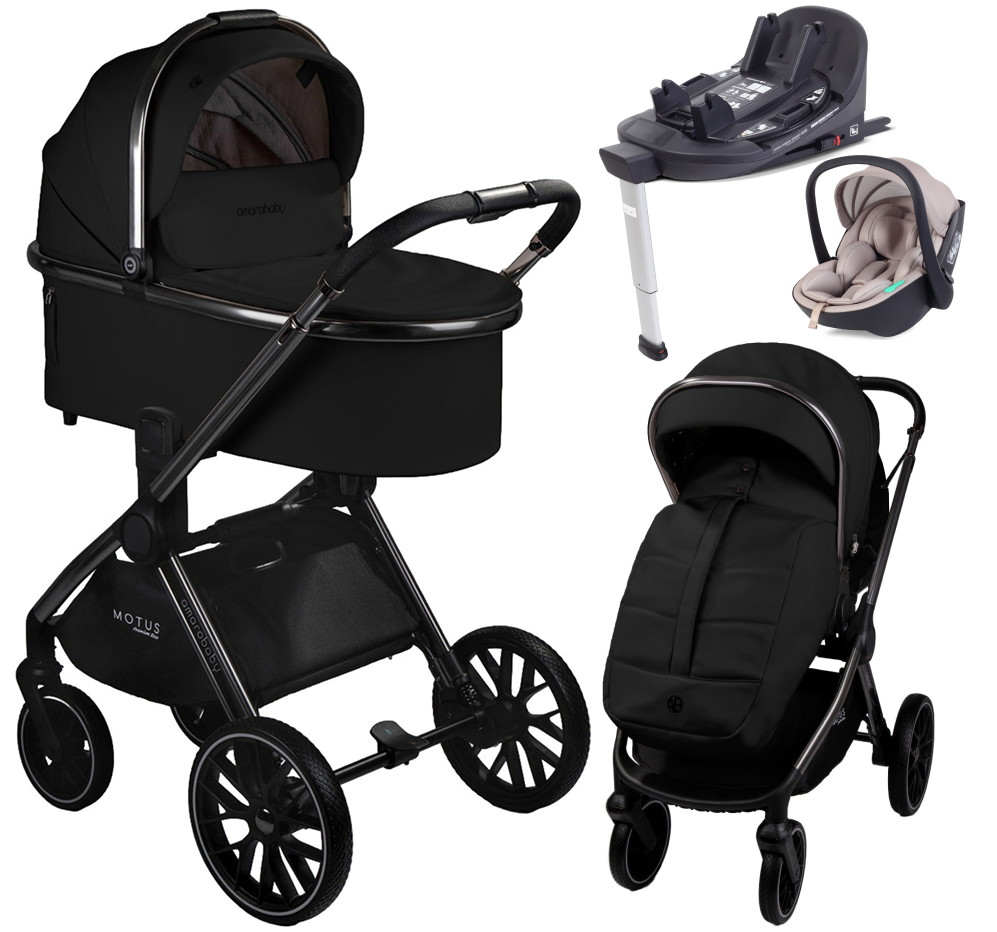 Детская коляска AmaroBaby Motus Premium Ecco 4 в 1 с автокреслом Rant Miro Beige и базой черный