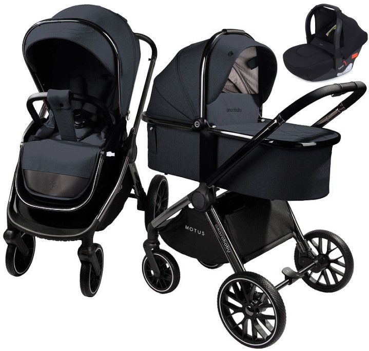Детская коляска AmaroBaby Motus V2 3 в 1 с автокреслом Rant Cruise Black серый