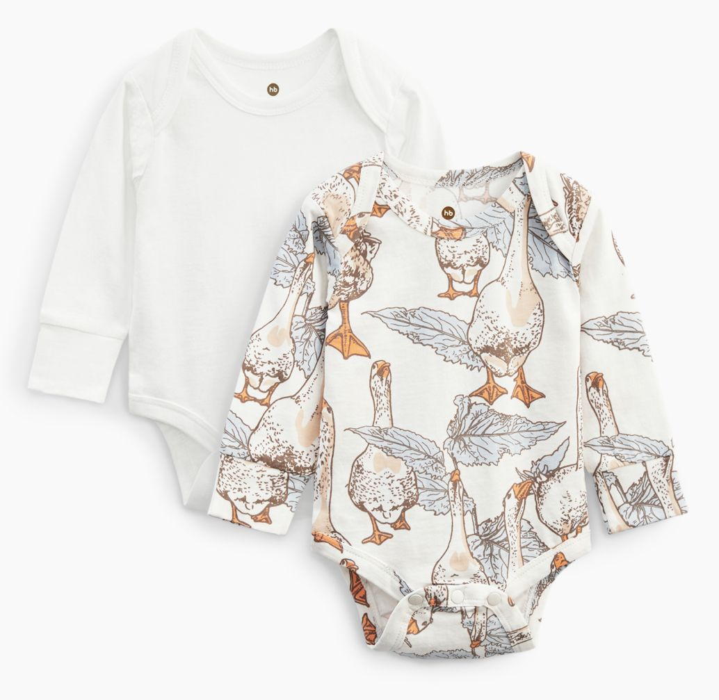 Боди с длинным рукавом Happy Baby 2 шт. 90096 ЧЗ milky&geese 62