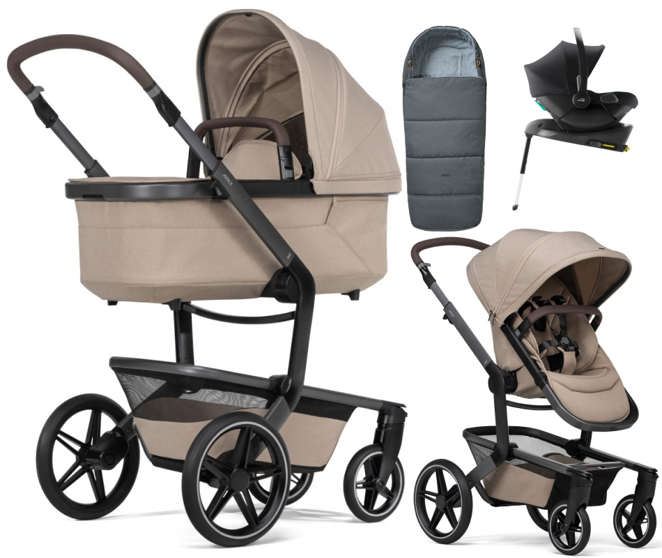 Детская коляска 4 в 1 Joolz Day 5 и автокресло Baby-Safe Core Space Black и база Baby-Safe Core без адаптеров + конверт в подарок Sandy taupe