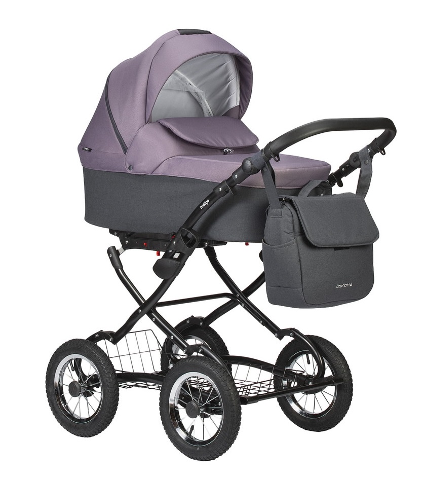 Детская коляска Indigo Charlotte Sity Classic 12 2 в 1 Cs03 т.серый/фиолетовый