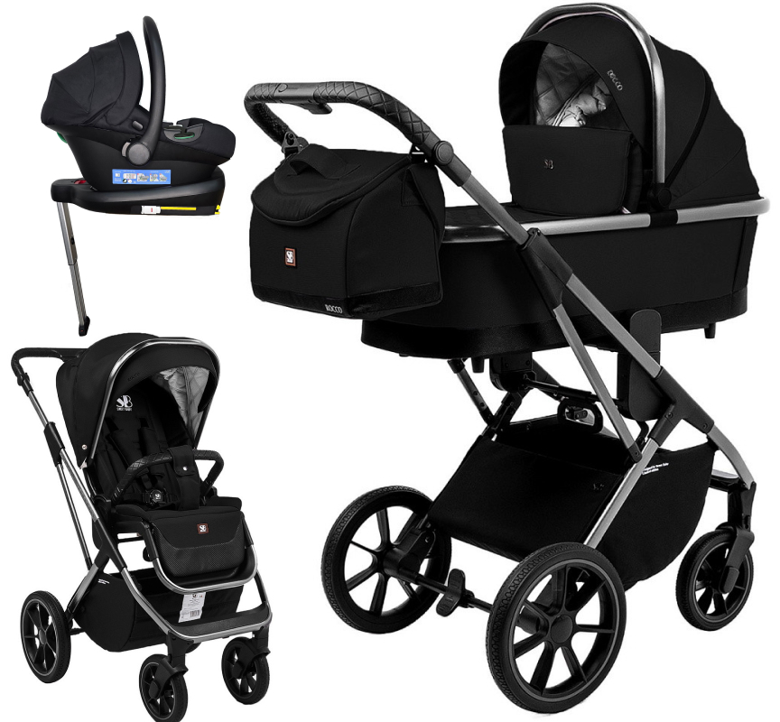 Коляска 4 в 1 Sweet Baby Rocco + автокресло Elegante Plus с базой i-Size ISOFIX DK780 Black