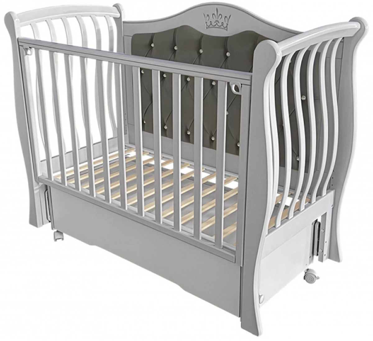 Детская кроватка Антел Luiza-333 (универсальный маятник,колеса, мягкая стенка) лунная ночь