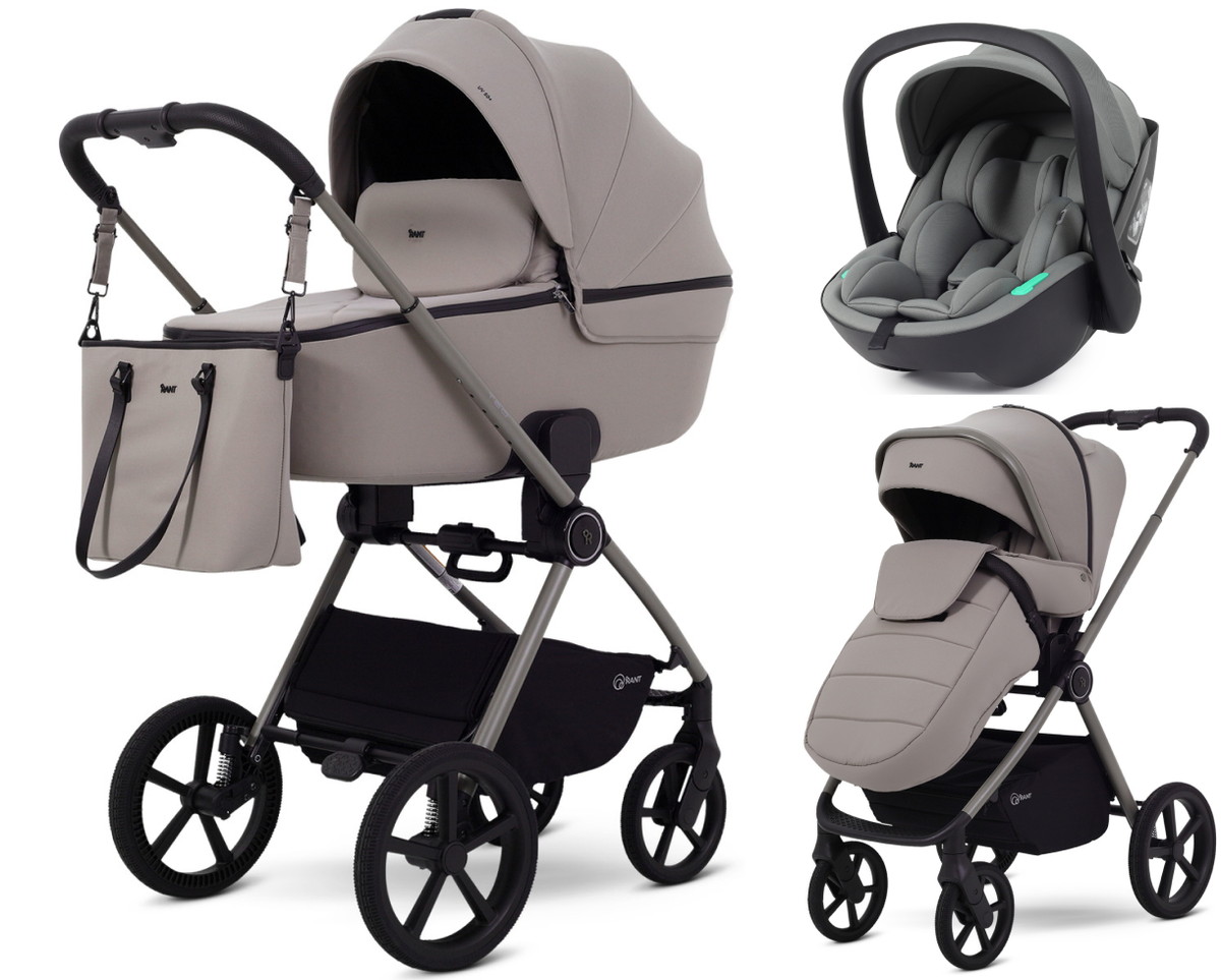 Детская коляска Rant Teo Soft 3 в 1 с автокреслом Miro Olive Cloud