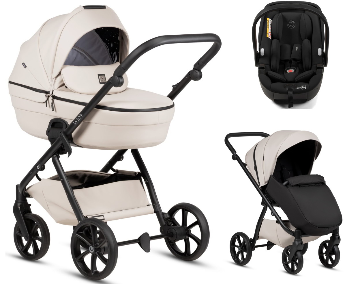 Детская коляска Tutis Uno 6 Plus Leather collection 3 в 1 с автокреслом Beno Black 1602151 Latte
