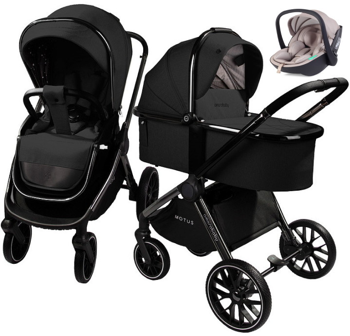 Детская коляска AmaroBaby Motus V2 3 в 1 с автокреслом Rant Miro Beige черный