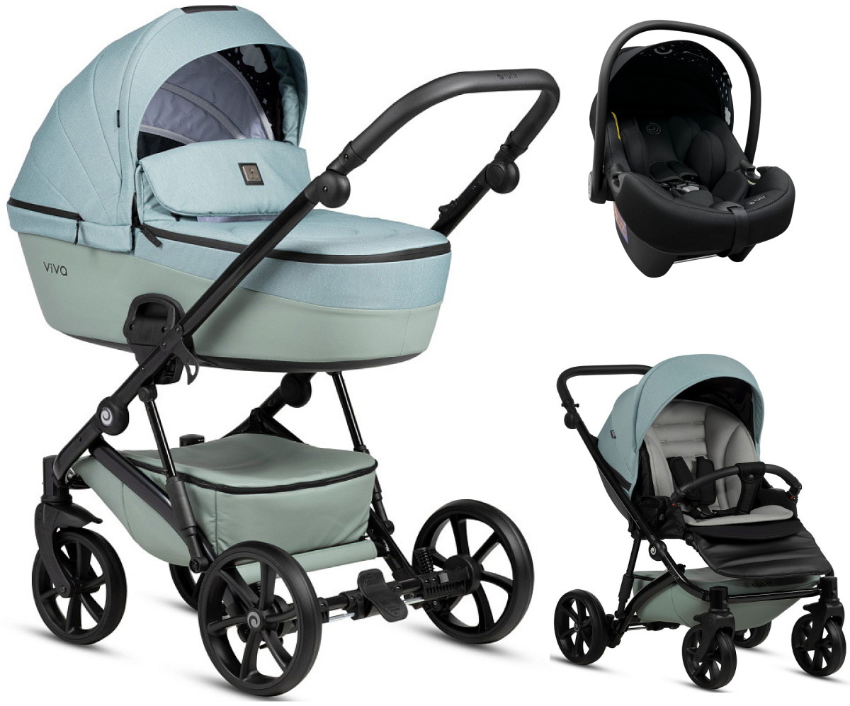 Детская коляска Tutis Viva 5 Plus Essential 2024 3 в 1 с автокреслом Elo Lux EduSky Black 1452063 Turquoise