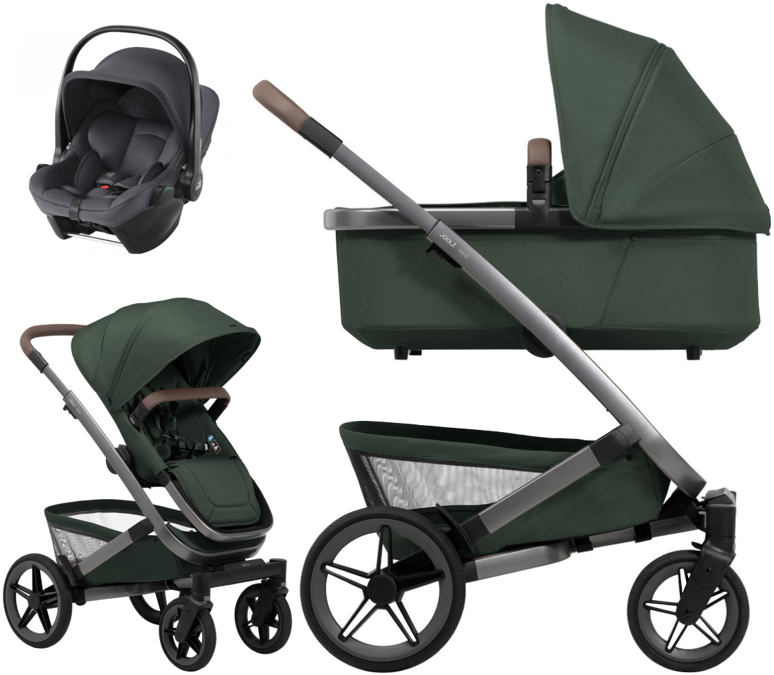 Детская коляска 3 в 1 Joolz Geo5 и автокресло Baby-Safe Core Midnight Grey без адаптеров Forest Green